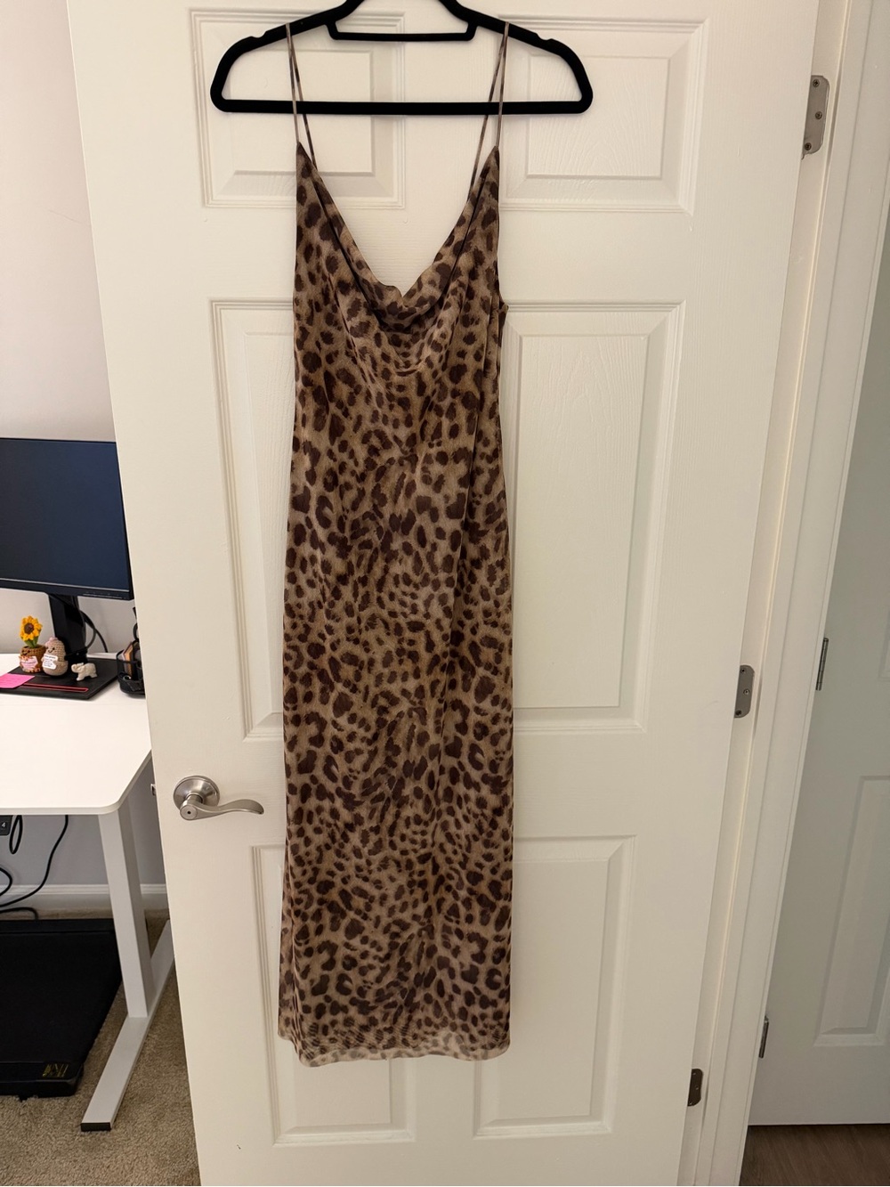 Zara Brown Leopard-Pattern Slip Dress